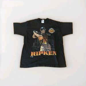 Vintage Pro Player Cal Ripkin T Shirt Mens XL Black Orioles Single Stitch